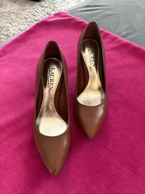 Lauren by Ralph Lauren Women's Brown Leather Heel Pumps, Size 5.5 B